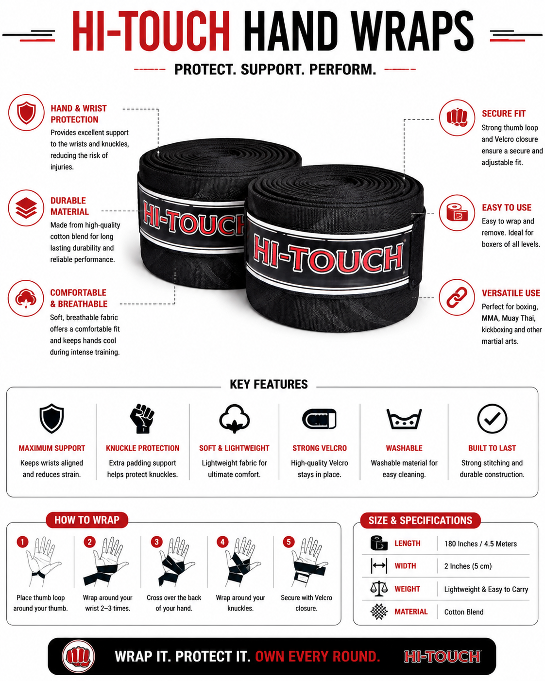 HI-TOUCH Boxing Bandage
