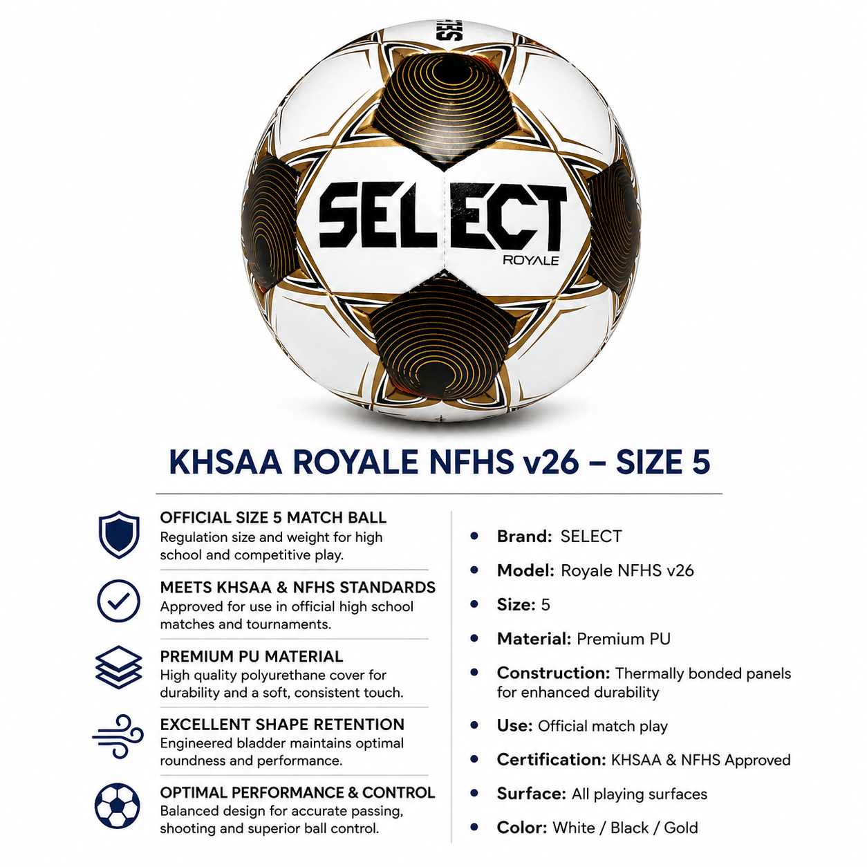 Select Royal NFHS V26 Soccer Ball
