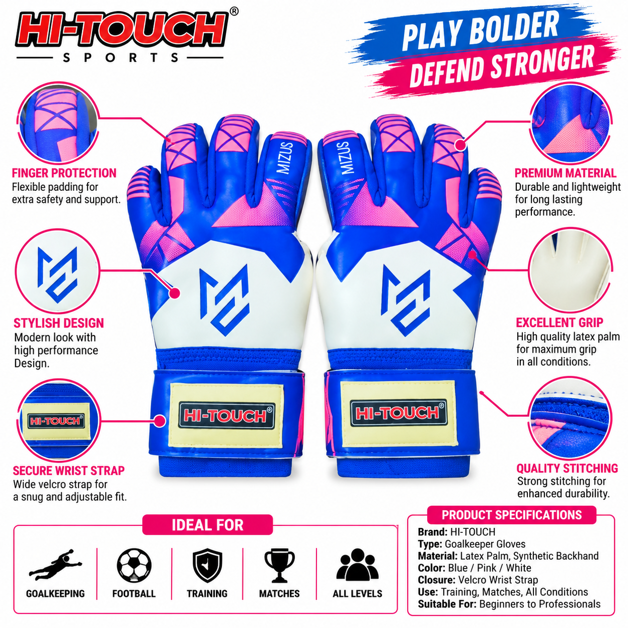 Goalkeeper Gloves - Grip & Impact Protection Soccer Gloves