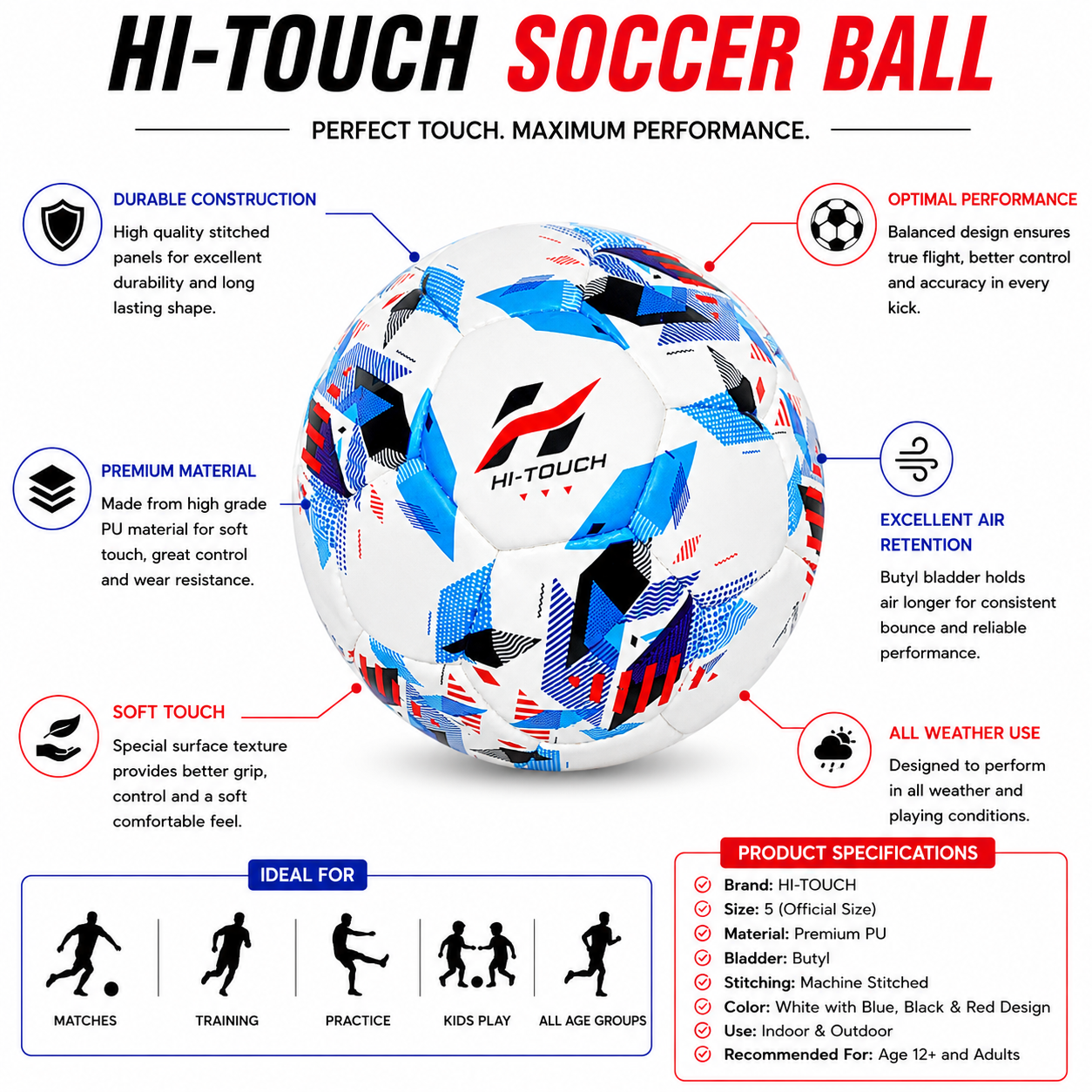 HI-TOUCH Fusion Match Soccer Ball