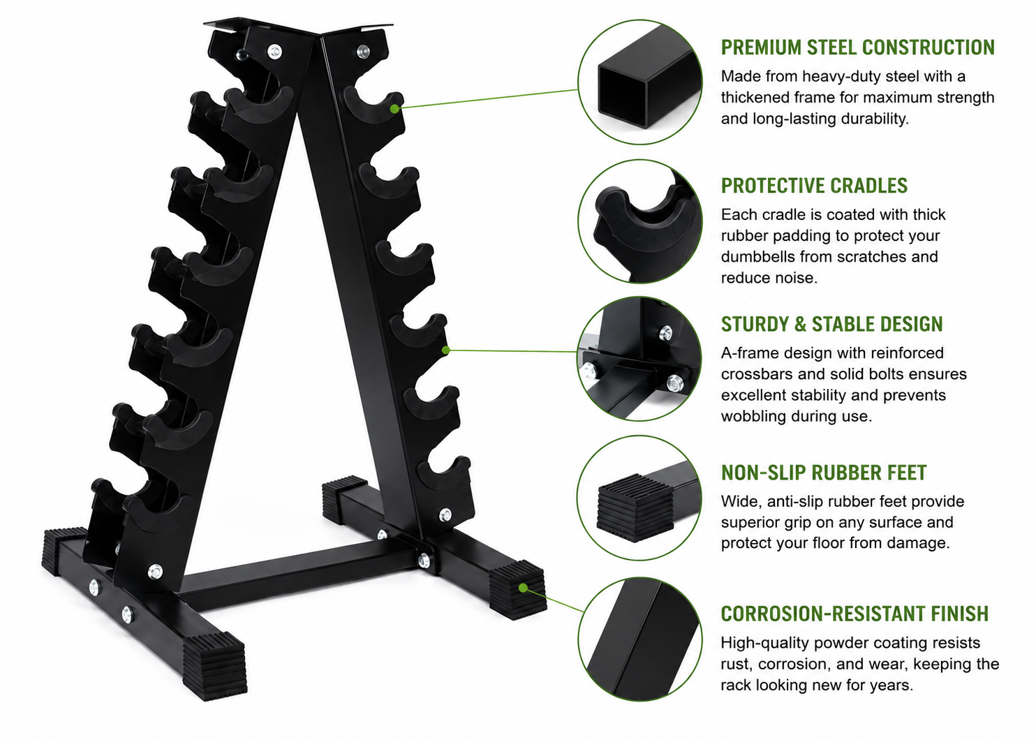 Vertical Dumbbell Rack - 6-Pair Weight Stand